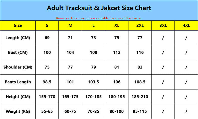 Survêtement Adult amp;Jacket Chart 25/26