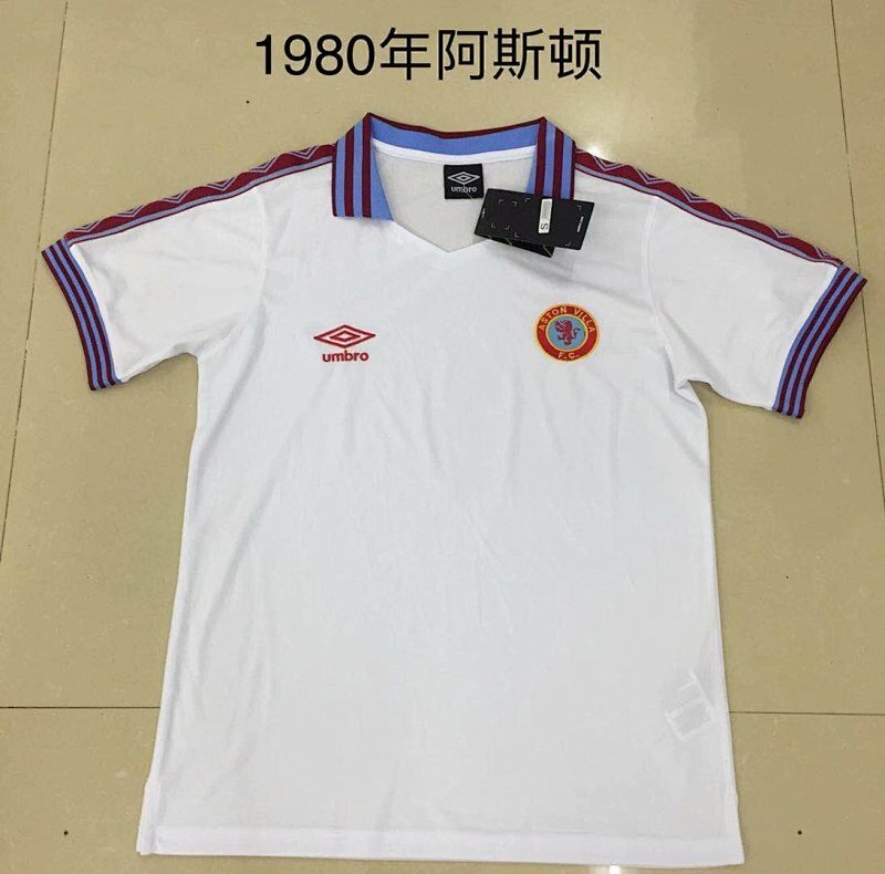 Maillot Aston Villa Blanc Extérieur Rétro 1980