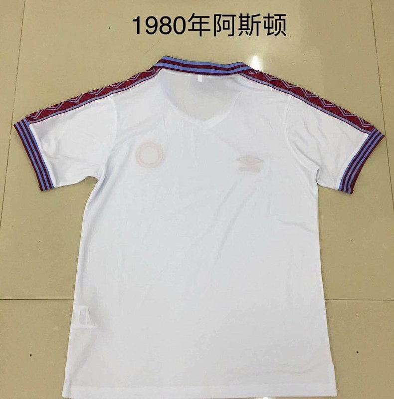 Maillot Aston Villa Blanc Extérieur Rétro 1980