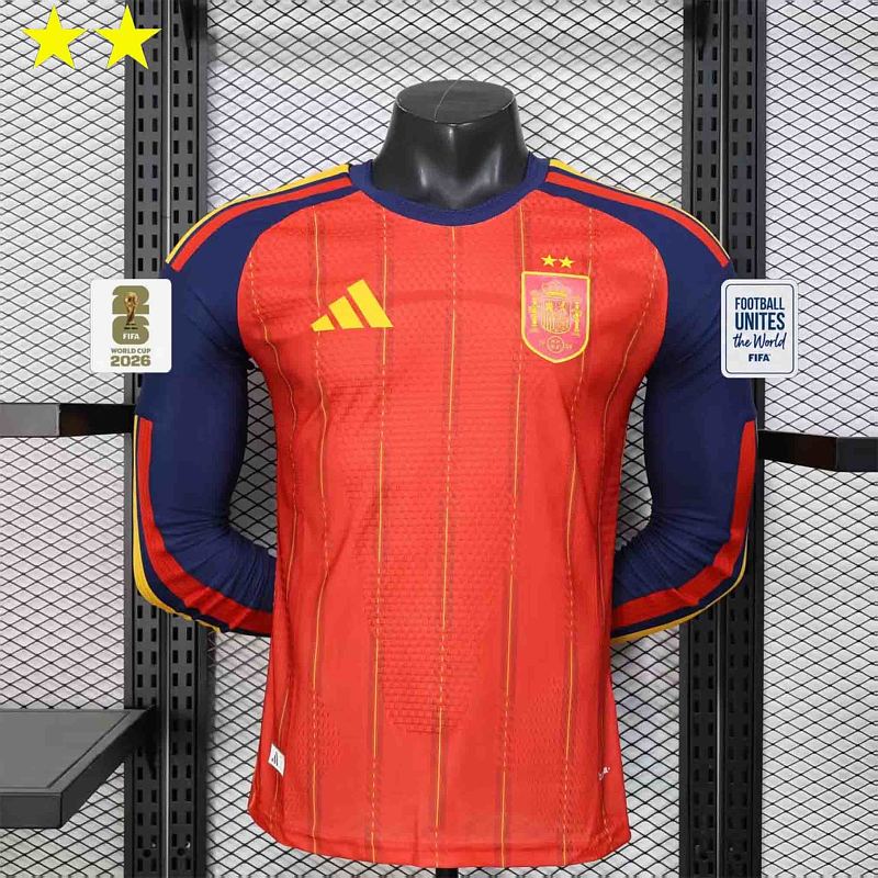 Maillot Espagne Domicile 2 Étoiles Manches Longues 2026
