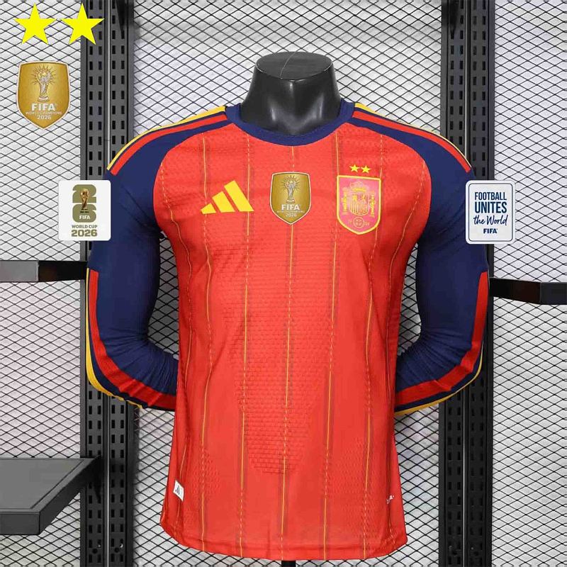 Maillot Espagne Domicile 2 Étoiles Manches Longues 2026