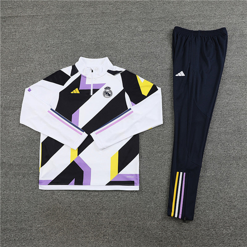 Real Madrid Black White Long Sleeve Tracksuit 23/24
