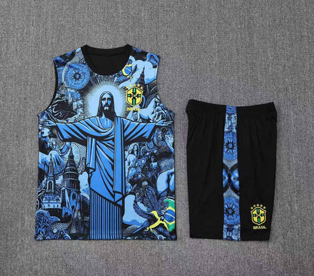 Short + débardeur Brésil Bleu Christ
