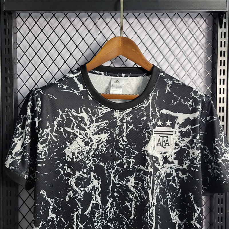 Camiseta Argentina Negro Blanco Pre-Partido 2022