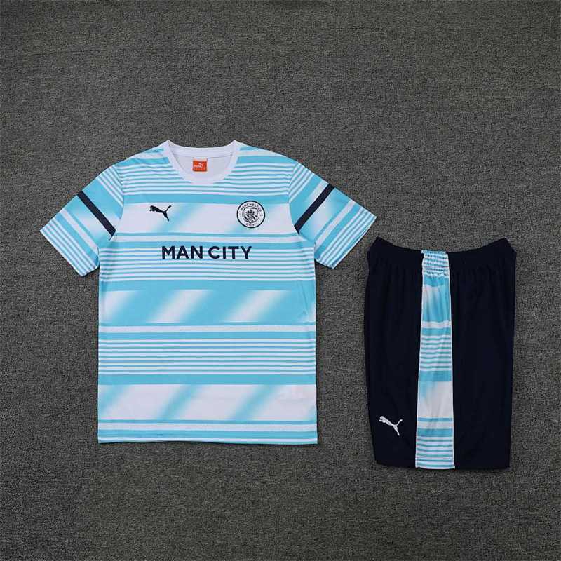 Maillot Manchester City Bleu Blanc Prématch 22/23