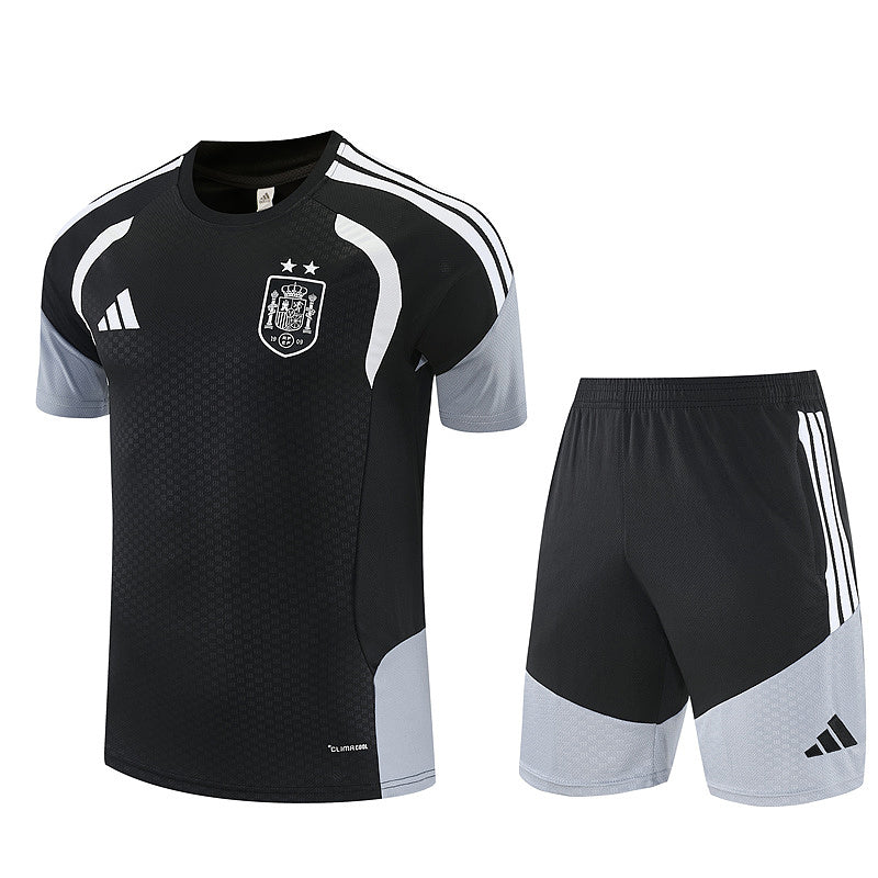 Ensemble maillot + short Espagne Adulte Noir / Gris – 2 étoiles 2026