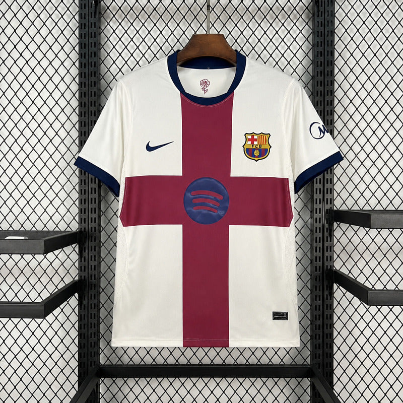 Maillot FC Barcelone Quatrième Blanc Croix Bordeaux Fan 26/27