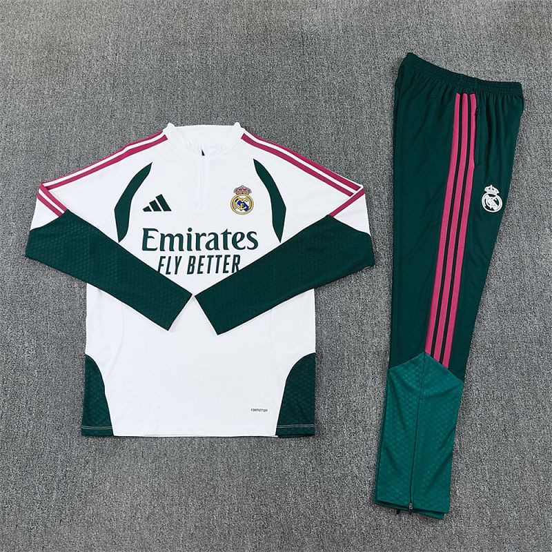 Survêtement Enfant Real Madrid Blanc et vert Prématch 26/27
