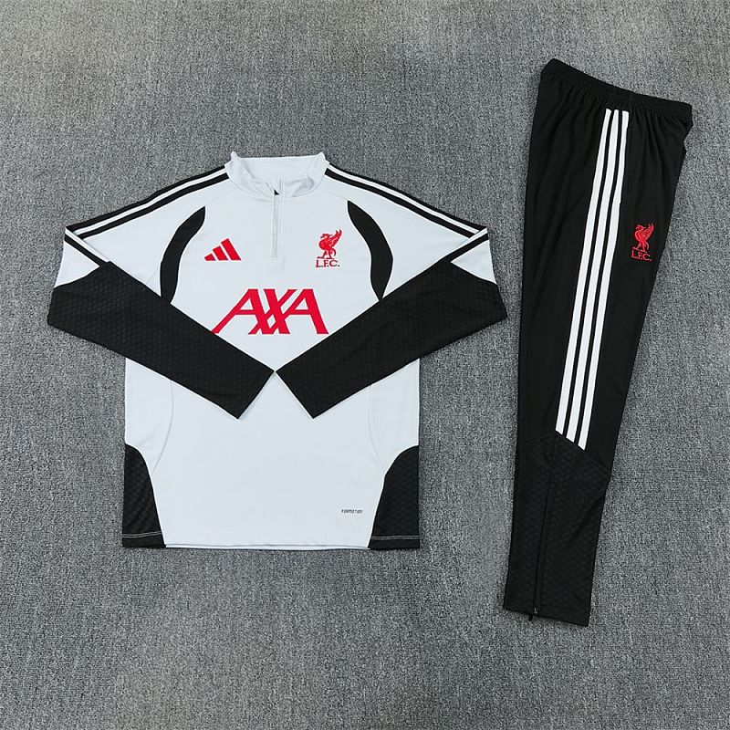 Survêtement Enfant Liverpool Blanc et noir à chevrons Prématch 26/27