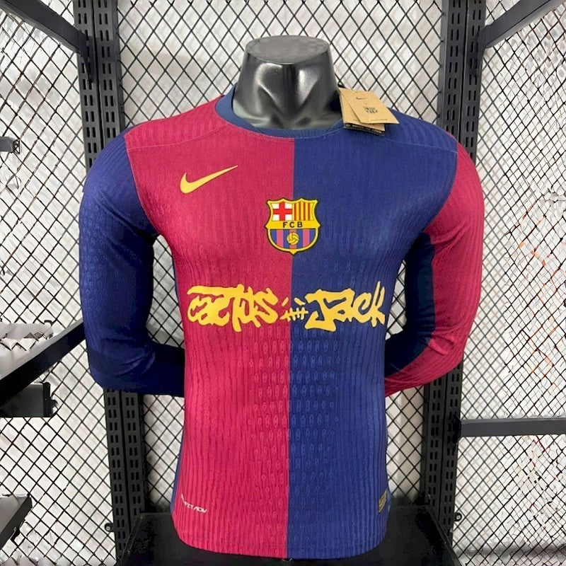 Maillot FC Barcelone Domicile Travis Scott Cactus Jack Manches Longues Player 24/25