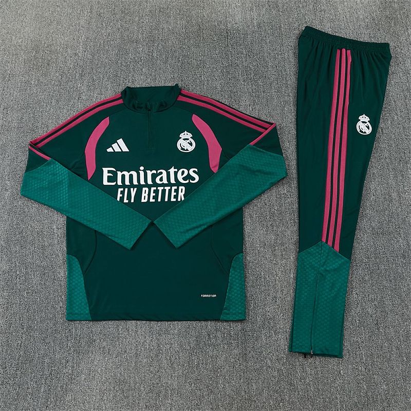 Survêtement Enfant Real Madrid Vert foncé et rose Prématch 26/27