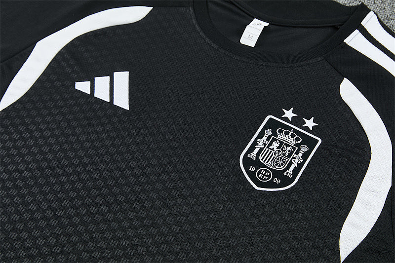 Ensemble maillot + short Espagne Adulte Noir / Gris – 2 étoiles 2026